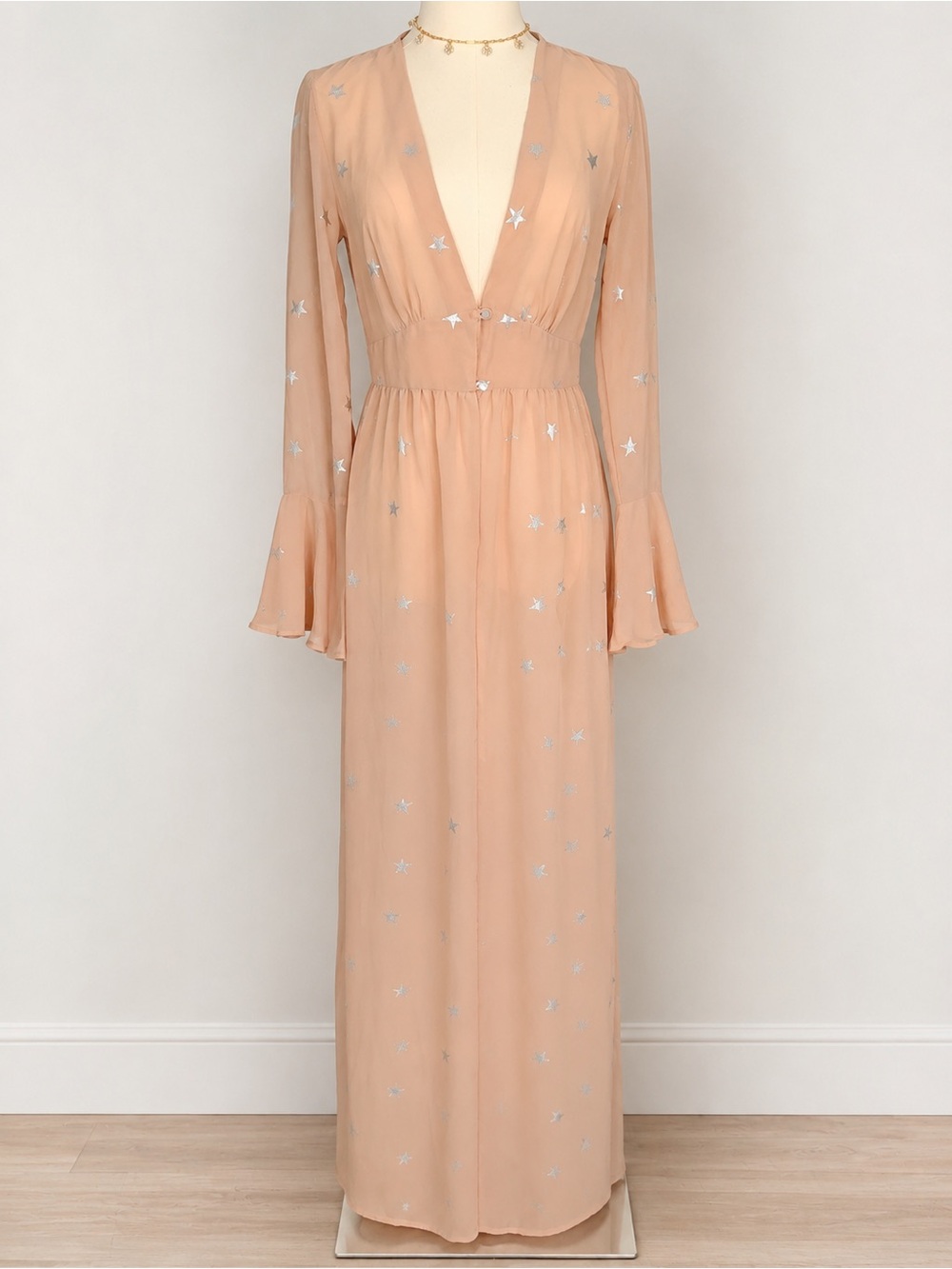 Nasty Gal Blush Star-Embroidered Maxi Swim Coverup